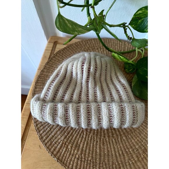 Accessories - Handmade White & red beanie hat